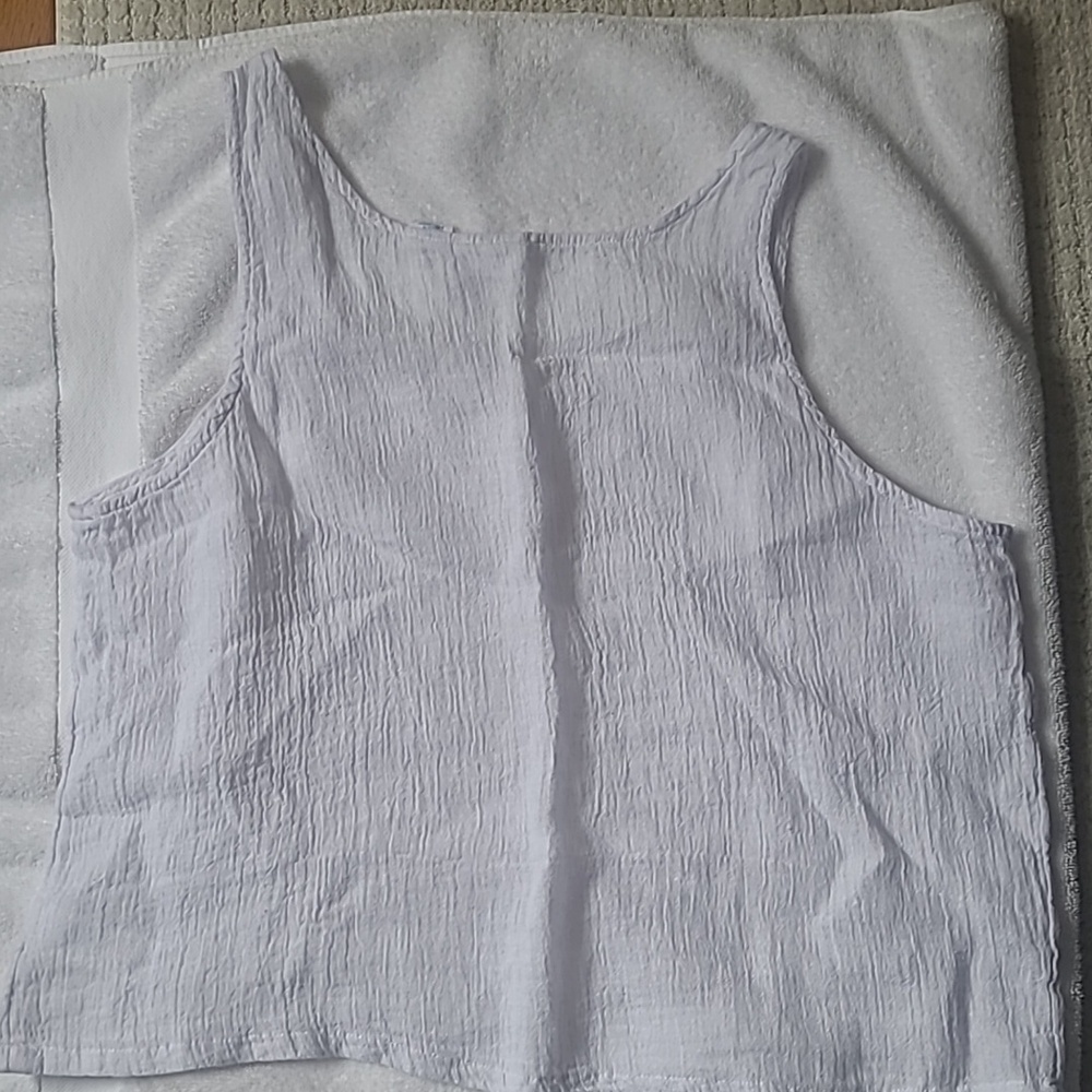 Sigrid Olsen White Textured Scoop-Neck Tank - Picture 2 of 4